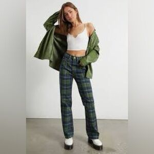 WeWoreWhat Plaid High-Waisted Dad Jeans (Size 28)